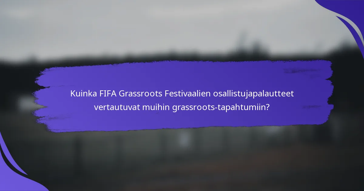 Kuinka FIFA Grassroots Festivaalien osallistujapalautteet vertautuvat muihin grassroots-tapahtumiin?