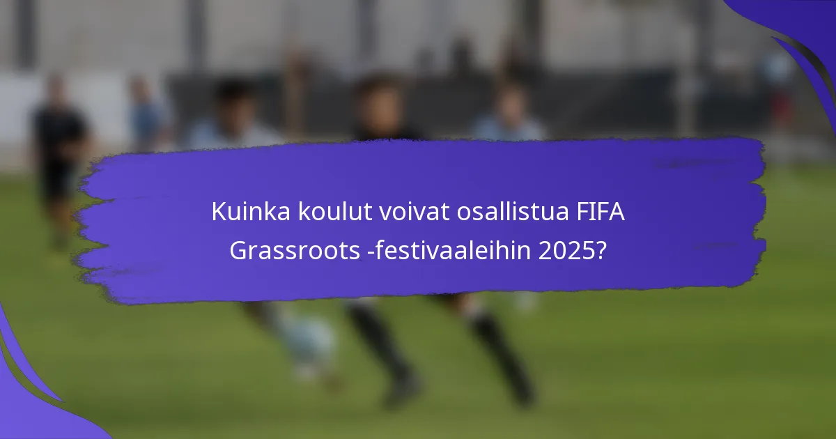 Kuinka koulut voivat osallistua FIFA Grassroots -festivaaleihin 2025?