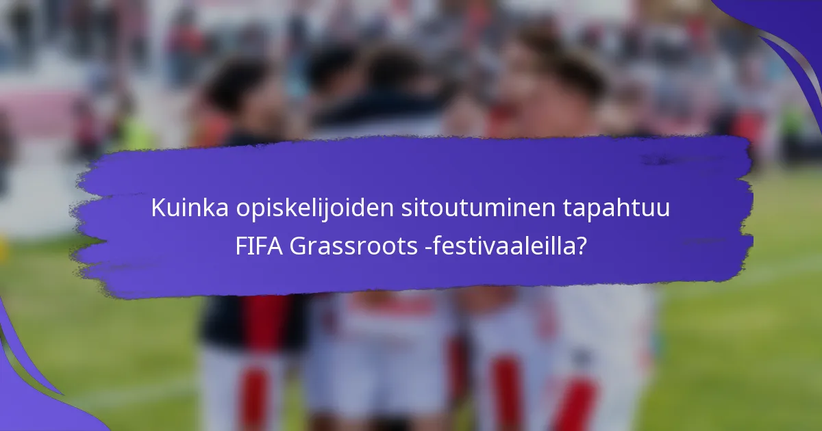 Kuinka opiskelijoiden sitoutuminen tapahtuu FIFA Grassroots -festivaaleilla?