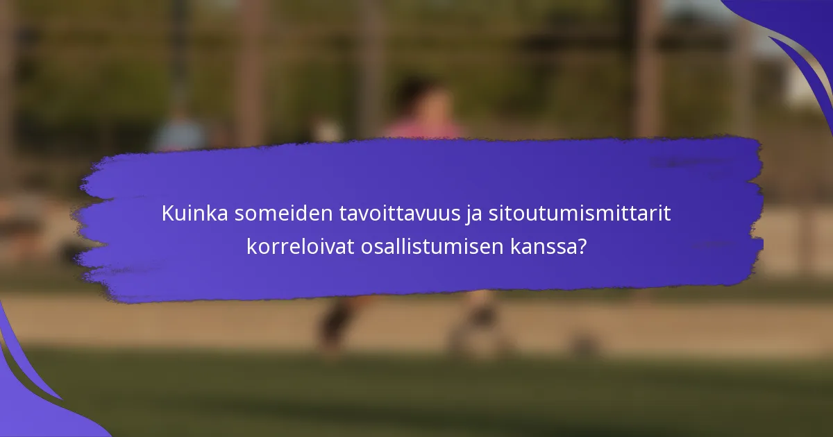Kuinka someiden tavoittavuus ja sitoutumismittarit korreloivat osallistumisen kanssa?