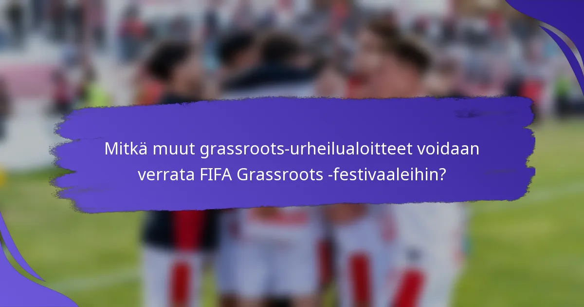Mitkä muut grassroots-urheilualoitteet voidaan verrata FIFA Grassroots -festivaaleihin?